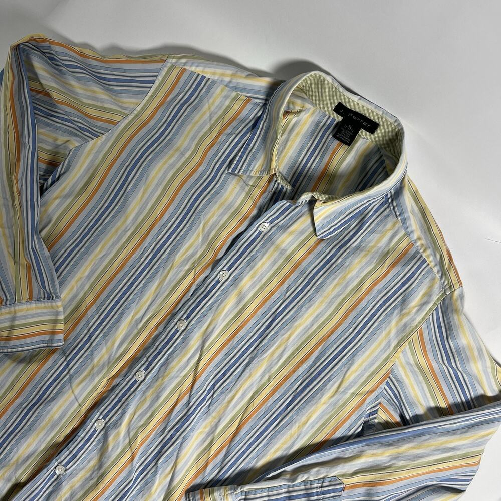J. Ferrar‎ Men's Multicolor Striped Woven Cotton Button-Up Shirt Long Sleeve XL - Picture 2 of 7